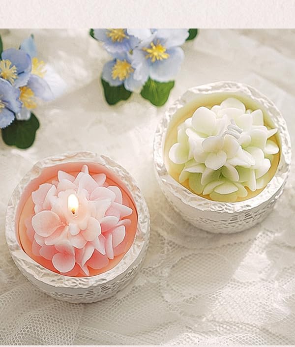 Green Hydrangea Scented Soy Candle in Lace Cup