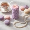 Rose Scented Pillar Candle with Purple Rose Cluster Design