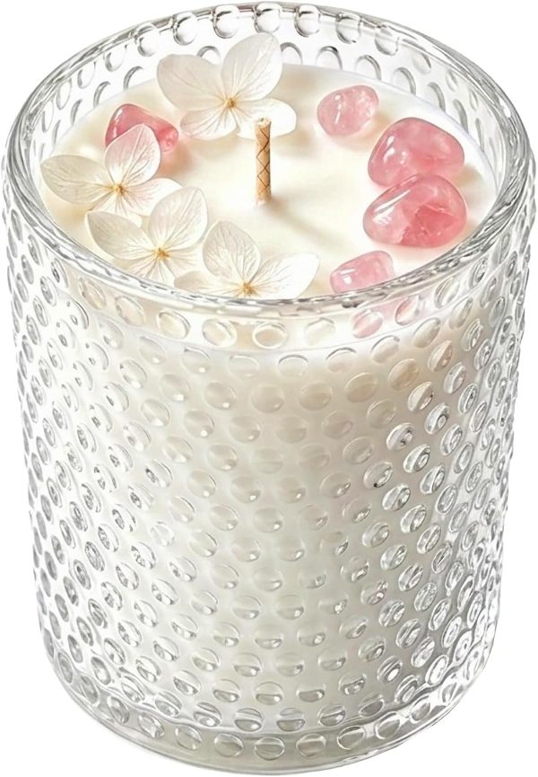 Handmade Vanilla Candle with Pink Crystal